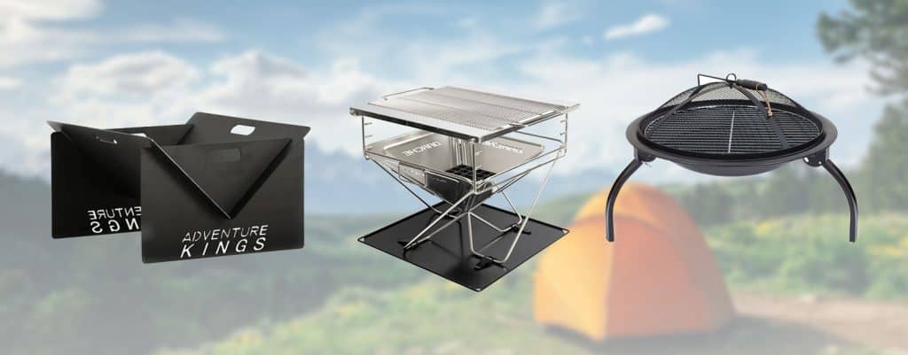 A picture of a camping stove and a grill, perfect for cooking on camping trips with no need for camping fire pits.